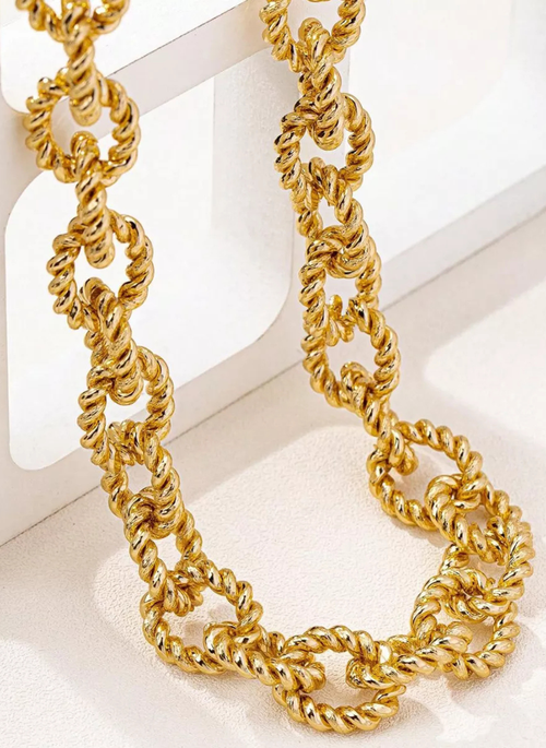 18K Gold-Plated Alloy Twisted Necklace