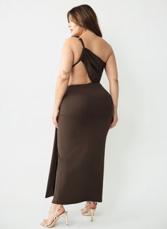 Kris Asymmetrical Ruched Maxi Dress