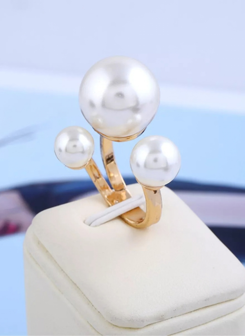 18K Gold-Plated Pearl Open Ring