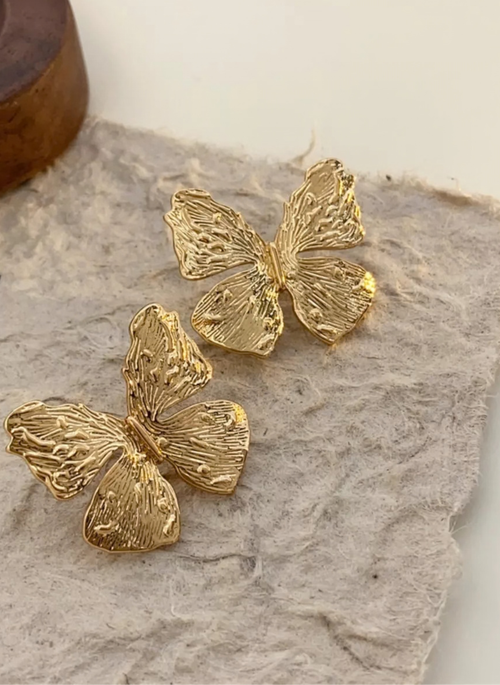 18K Gold-Plated Textured Stud Earrings