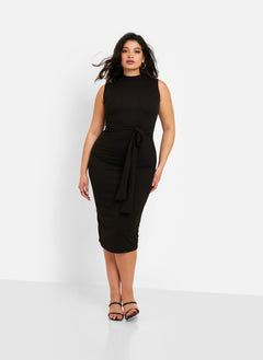 Essential Ribbed High Neck Midi Bodycon Dress