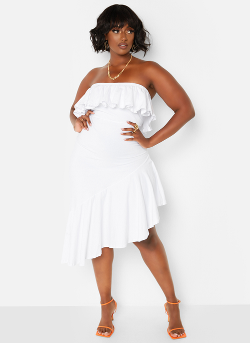 Ray of Sunshine Ruffled Sleeveless Dress - White