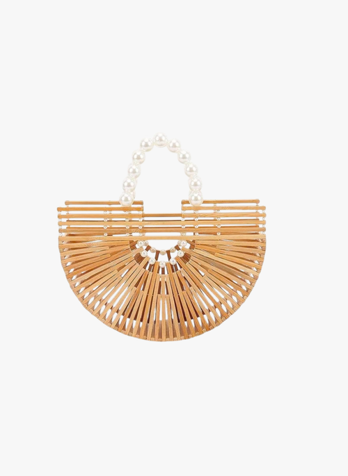 Bamboo Structure Half Circle Clutch Bag