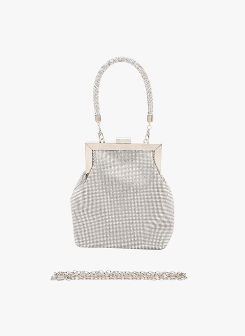 Top Handle Rhinestone Soft Clutch Bag