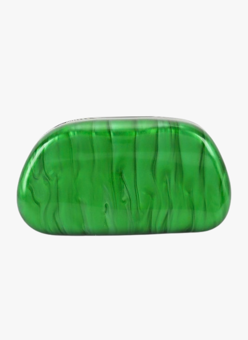 Gold Iconic Handle Marble Resin Box Clutch