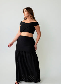 Naomi Eyelet Crop Top & Ruched Skirt Set