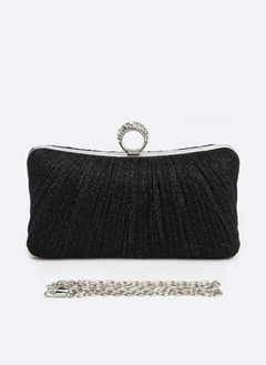 Pleated Metallic Box Clutch Bag