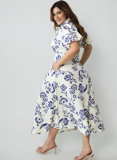 Dinah Button Down A-Line Midi Dress