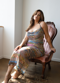 Emma Halter Printed Mesh Maxi Dress