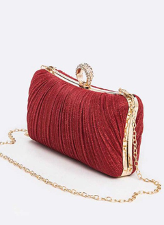 Pleated Metallic Box Clutch Bag