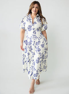 Dinah Button Down A-Line Midi Dress