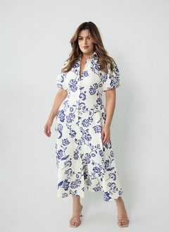 Dinah Button Down A-Line Midi Dress