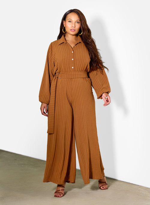 Agnes Collared Wide Leg Jumpsuit