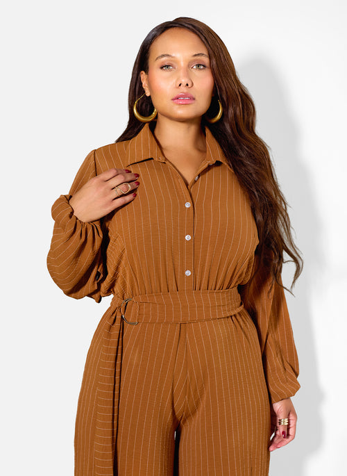 Agnes Collared Wide Leg Jumpsuit