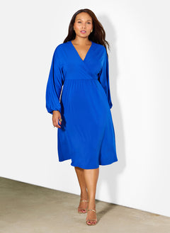 Amber Puff Sleeves A-Line Midi Dress