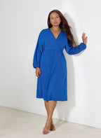 Amber Puff Sleeves A-Line Midi Dress