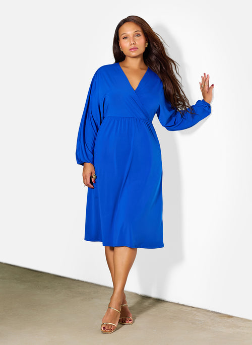 Amber Puff Sleeves A-Line Midi Dress
