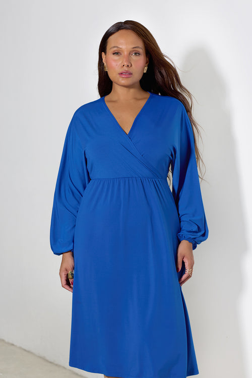 Amber Puff Sleeves A-Line Midi Dress