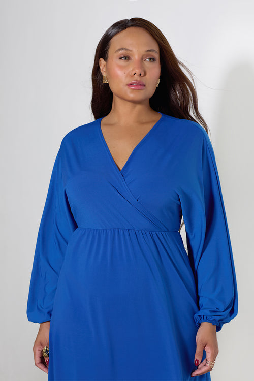 Amber Puff Sleeves A-Line Midi Dress