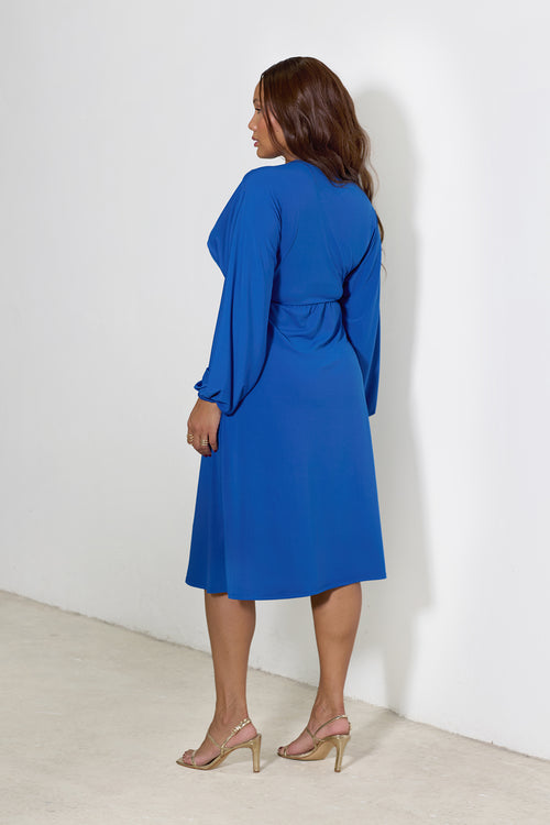 Amber Puff Sleeves A-Line Midi Dress