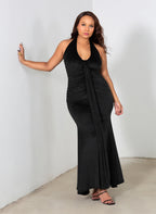 Angel Velvet Mermaid Maxi Gown w. Front Train
