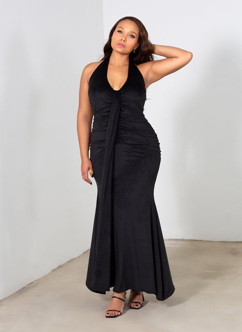 Angel Velvet Mermaid Maxi Gown w. Front Train