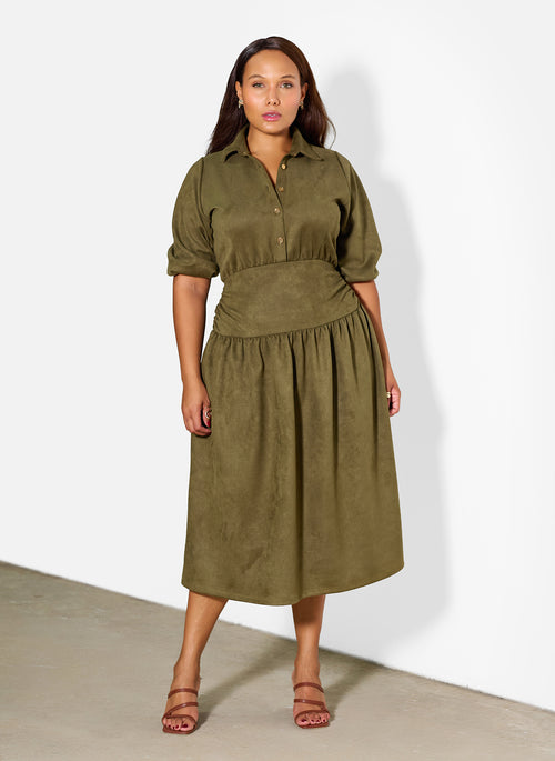 Beth Curdoroy Drop Waist Midi Dress