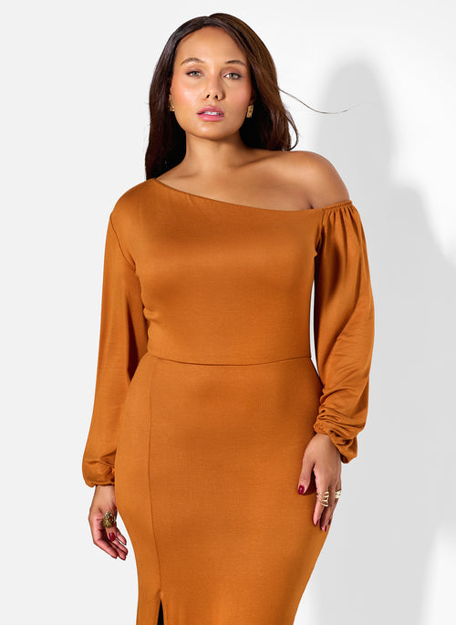 Bonnie Asymmetrical Neckline Maxi Dress