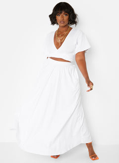 Big Risk Skater Maxi Skirt w. Pockets - White