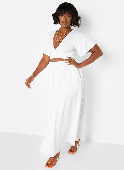 Big Risk Skater Maxi Skirt w. Pockets - White