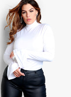 Caught Your Glance Flared Long Sleeve Top - White