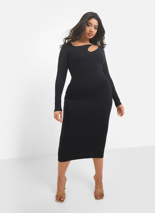Corinne Keyhole Long Sleeve Midi Bodycon Dress