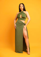 Dawn Textured Side Tie Maxi Skirt