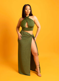 Dawn Textured Side Tie Maxi Skirt