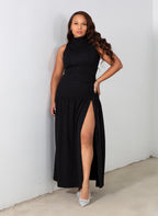Denise High Slit Shiny Maxi Gown
