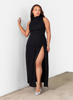 Denise High Slit Shiny Maxi Gown