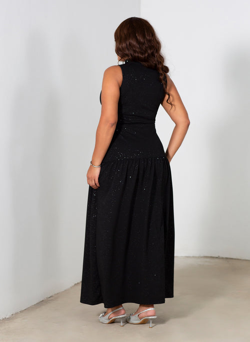 Denise High Slit Shiny Maxi Gown