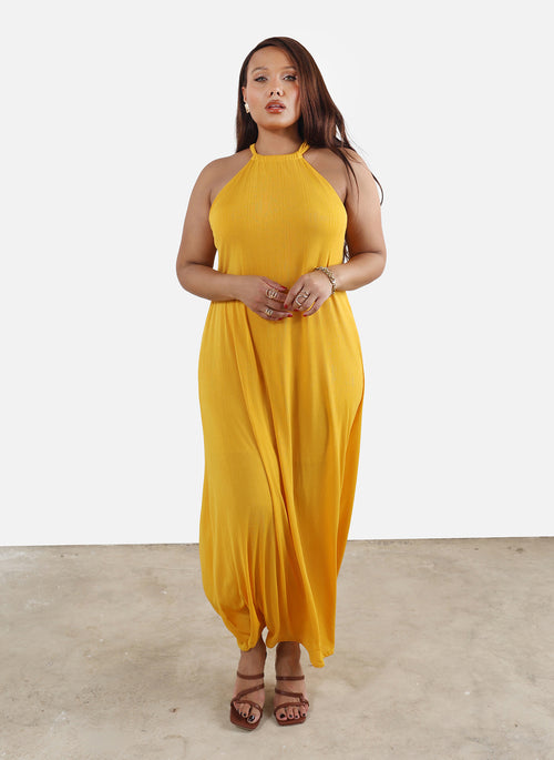 Donna High Neck Semi-Sheer Maxi Dress