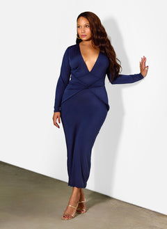 Eloise Deep Plunge Knotted Maxi Dress