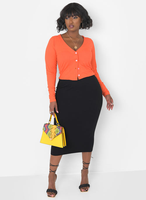 Essential Bodycon Midi Skirt - Black