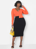 Essential Bodycon Midi Skirt - Black
