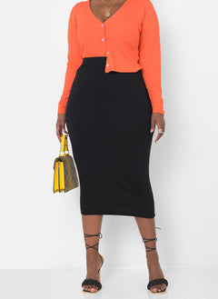 Essential Bodycon Midi Skirt - Black