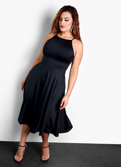 All In High Neck Midi Dress w. Pockets