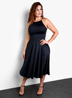 All In High Neck Midi Dress w. Pockets