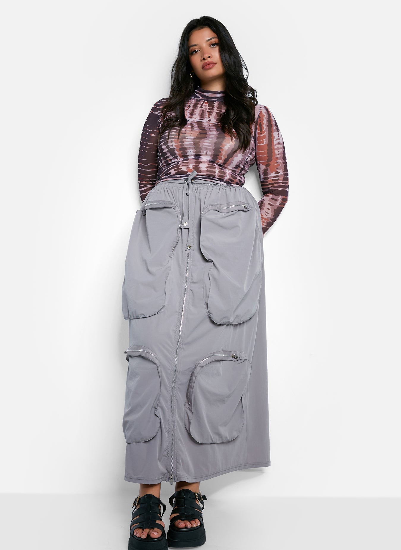 Guajillo - Cargo High-Waist Pleated Mini Skirt