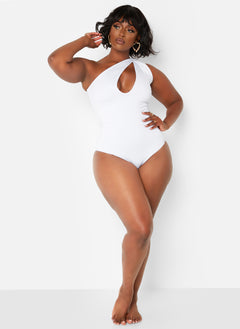 Honey Cut Out One Shoulder Swimsuit - White