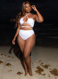 Bay Bae High Waist Bikini Bottom - White