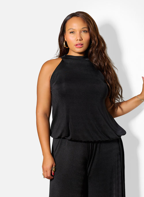 Isabel Slinky Longline High Neck Top
