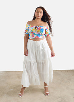 Jasmine Floral Over The Shoulder Crop Top
