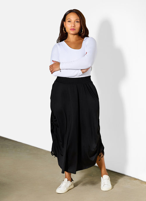 Kayla Ruched A-Line Midi Skirt